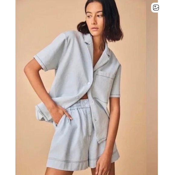 Hunter Bell Light Wash Denim Aspen High Waisted Elastic Waist Shorts Size S